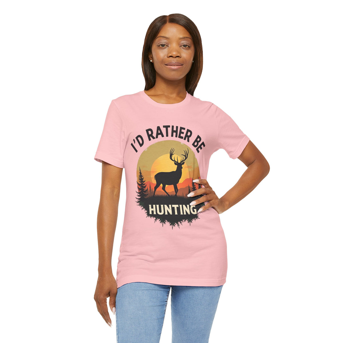 I'd Rather Be Hunting T‑Shirt — Deer Sunset Outdoor Hunting Tee