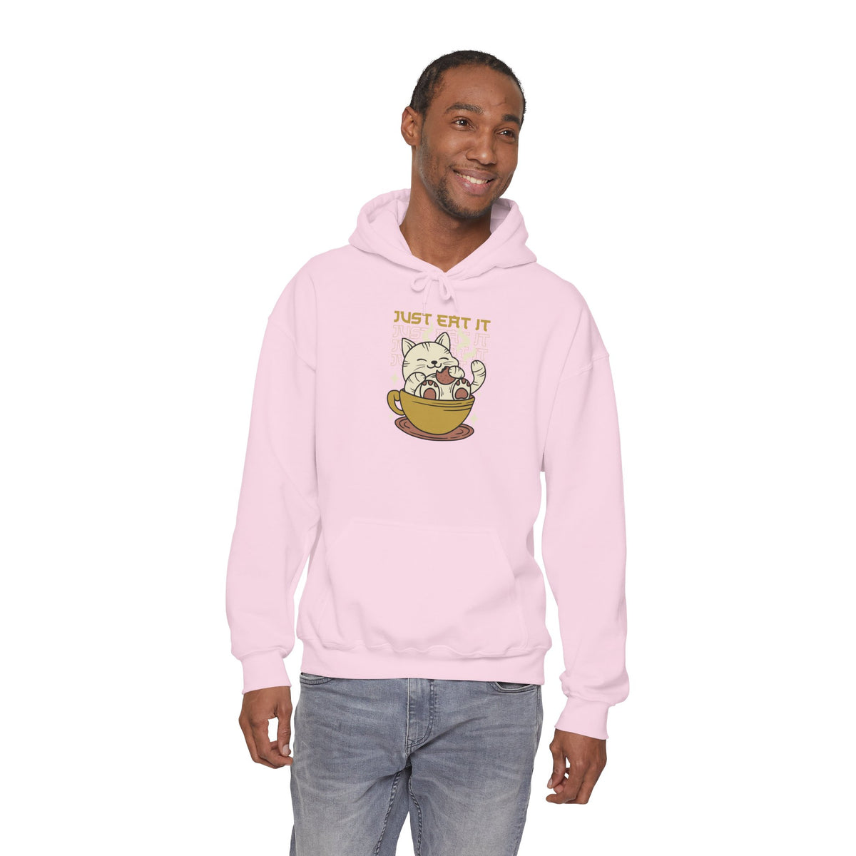 Cat Latte Hoodie - "Just Eat It" Cute Cat in Cup Sweatshirt