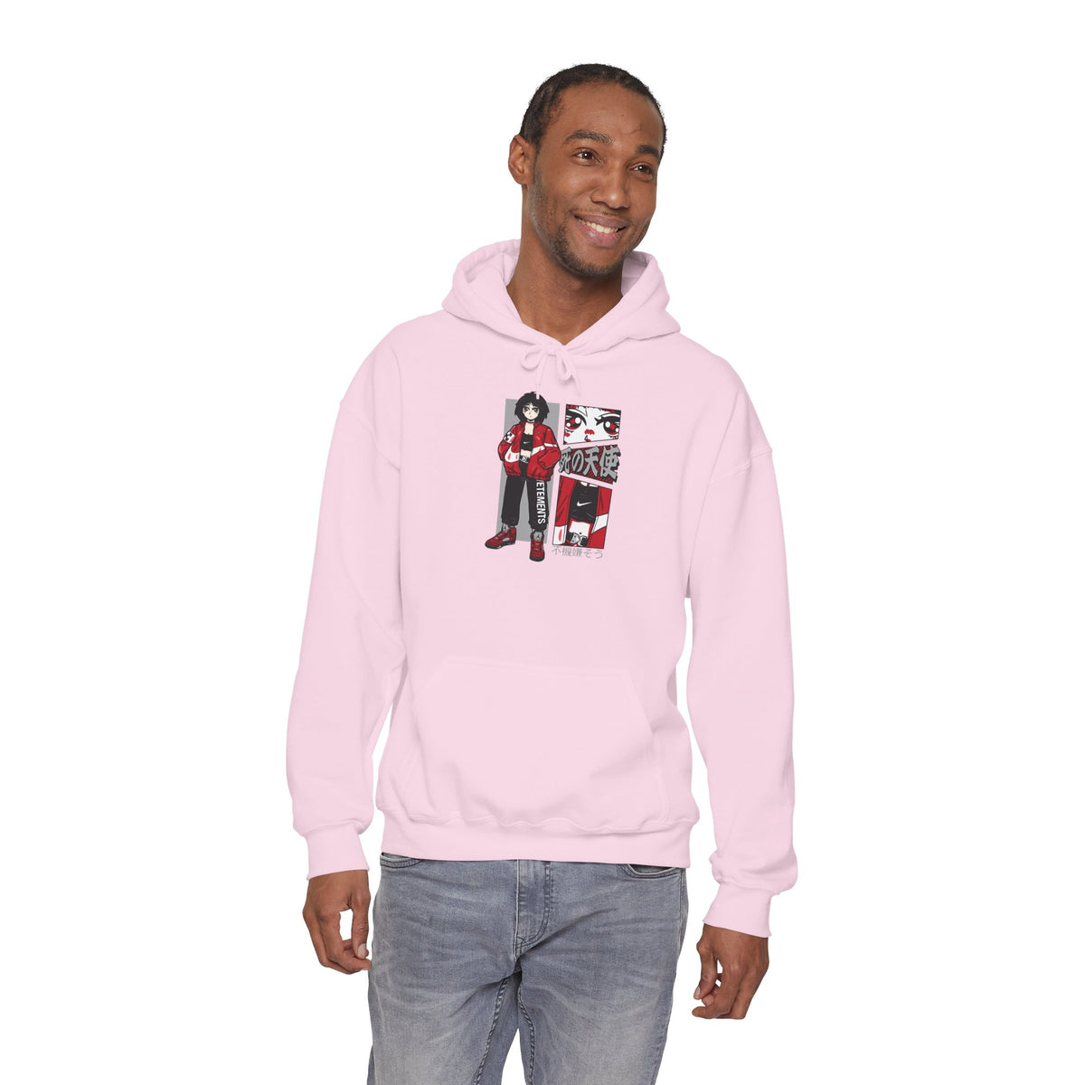 Anime Streetwear Red-Jacket Angel Hooded Sweatshirt