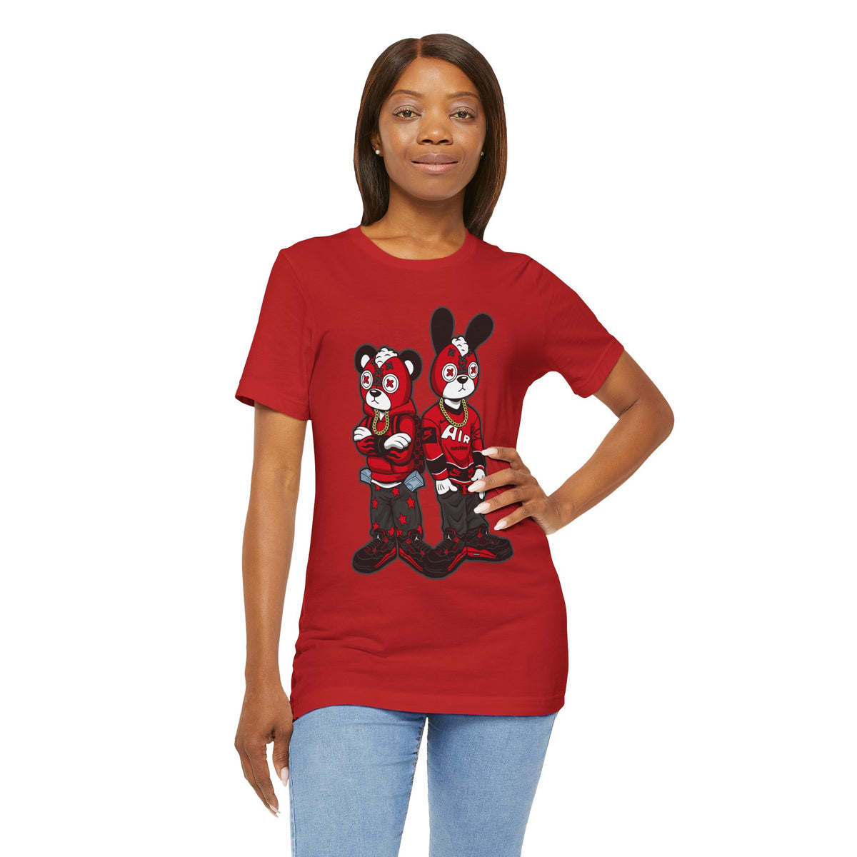 Streetwear Cartoon Bear & Bunny Tee — Hip Hop Graphic T-Shirt