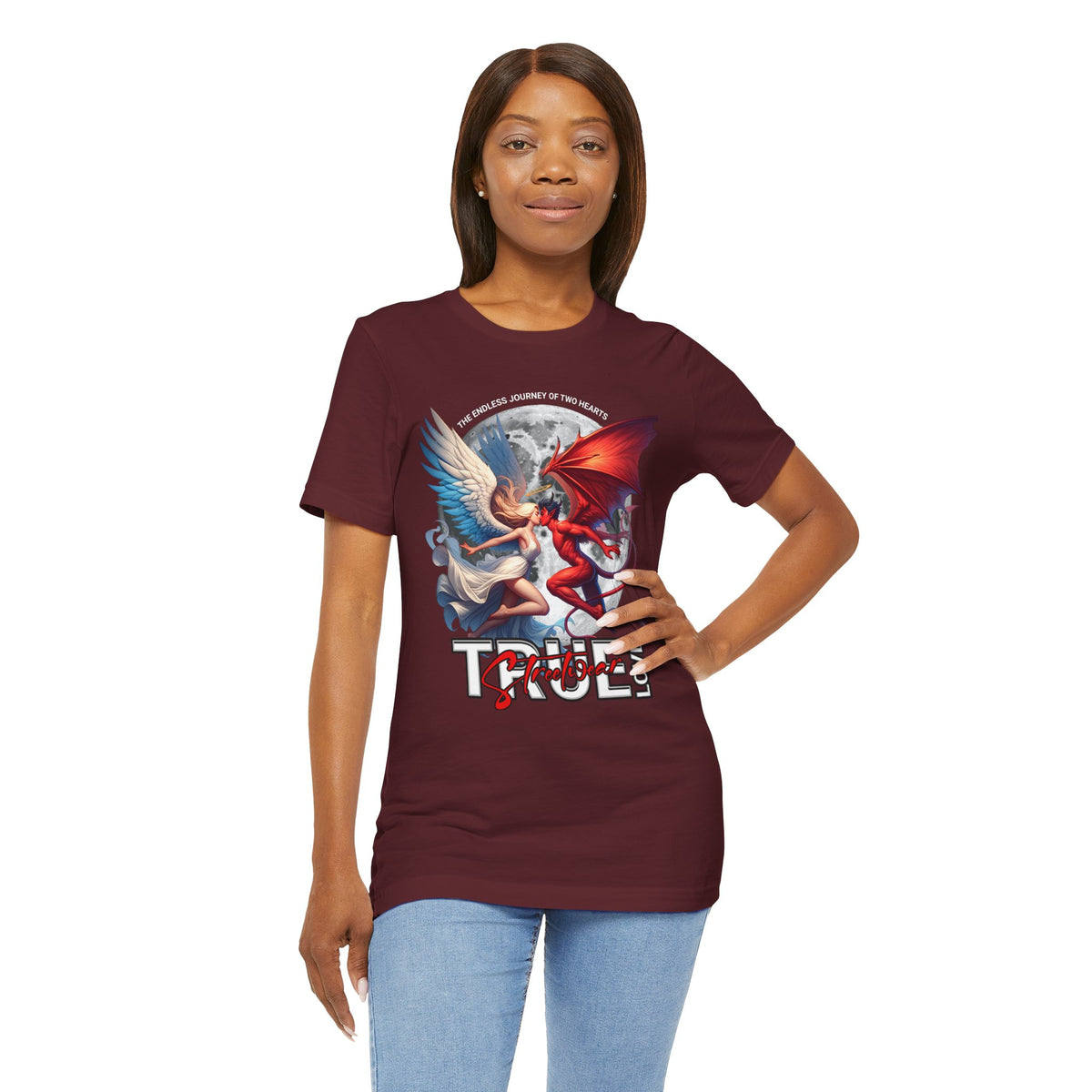 True Love Tee — Angel & Devil Heart Graphic T-Shirt