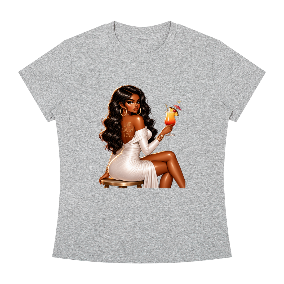 Glamorous Woman with Cocktail Women’s Slim-Fit Tee