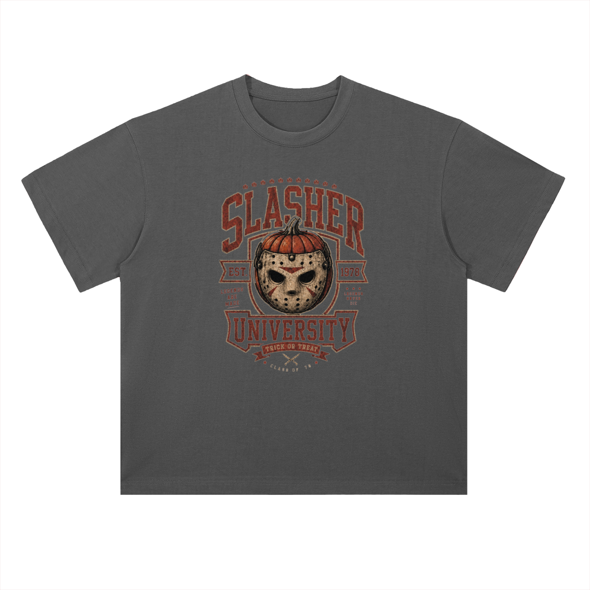 Slasher University Horror Mask Graphic Drop Shoulder Tee