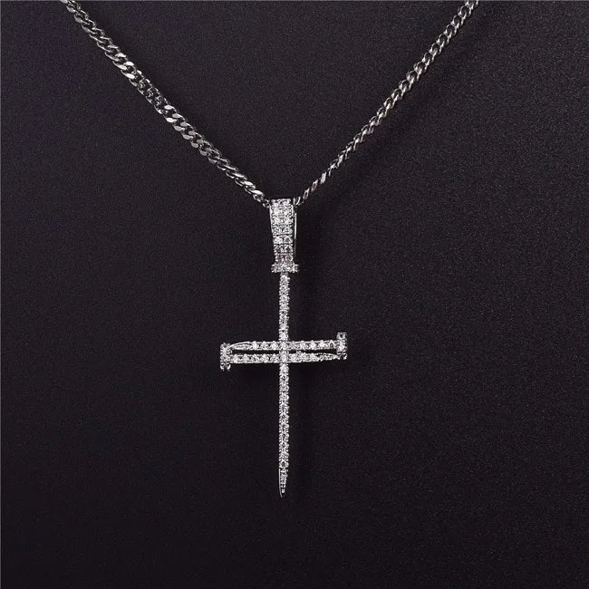 Radiant Nail Cross Cubic Zirconia Necklace