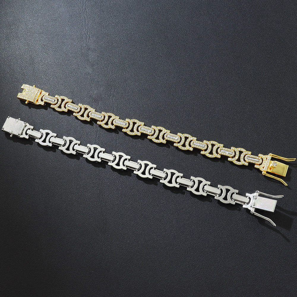 Geometric Iced-Out Cuban Chain & Bracelet Set