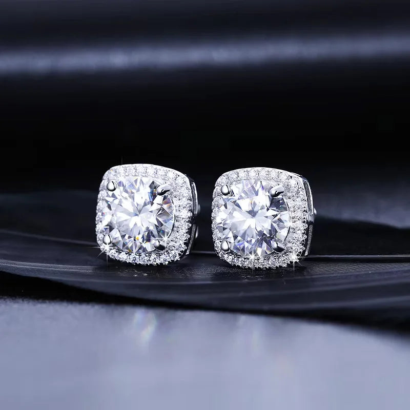 Classic Round Cut 1CT Test Passed Moissanite Diamond Earrings For Women Fine Jelwery Sterling Silver 925 Earring Engagement Gift