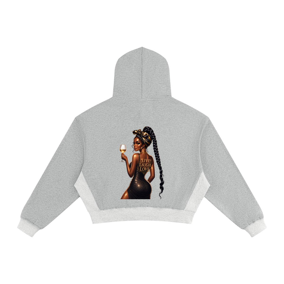 Live Laugh Love Wine Glass Graphic Drop Shoulder Hoodie