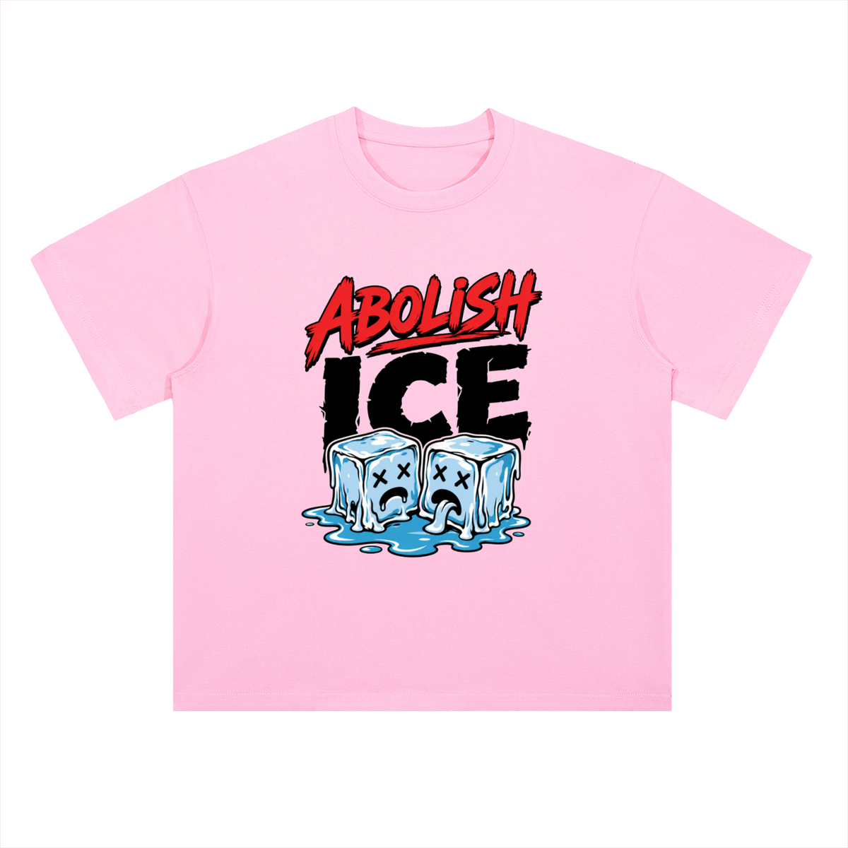 Abolish ICE Melting Ice Cubes Graphic Drop Shoulder Tee