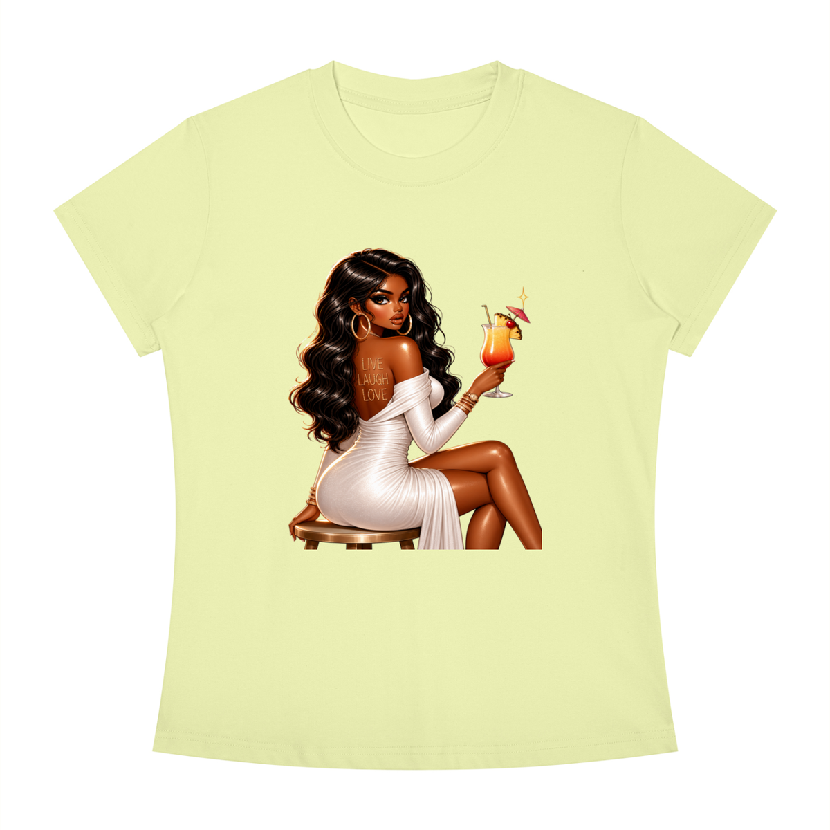 Glamorous Woman with Cocktail Women’s Slim-Fit Tee