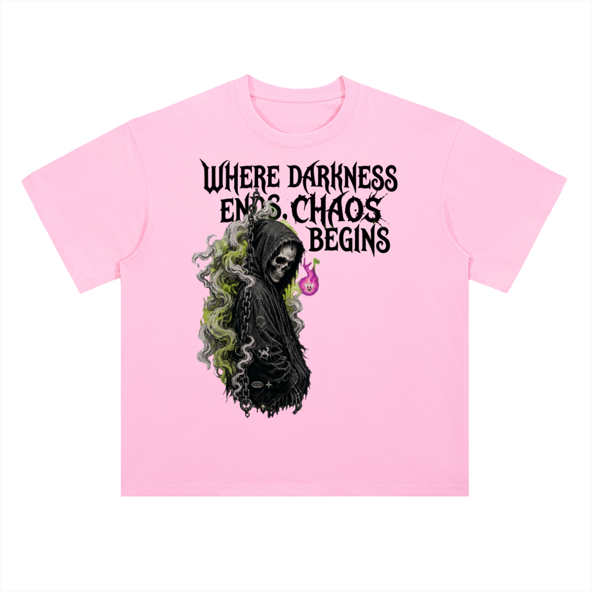 Where Darkness Ends Grim Reaper Graphic Drop Shoulder Tee