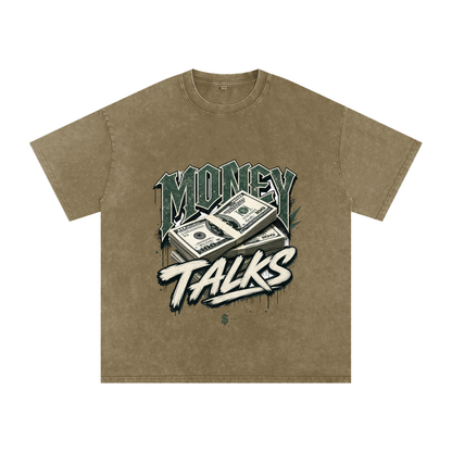 Money Talks Snow-Washed Cotton Graphic Tee