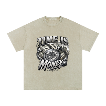 Time Is Money Snow-Washed Cotton Graphic Tee