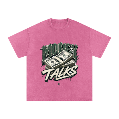 Money Talks Snow-Washed Cotton Graphic Tee