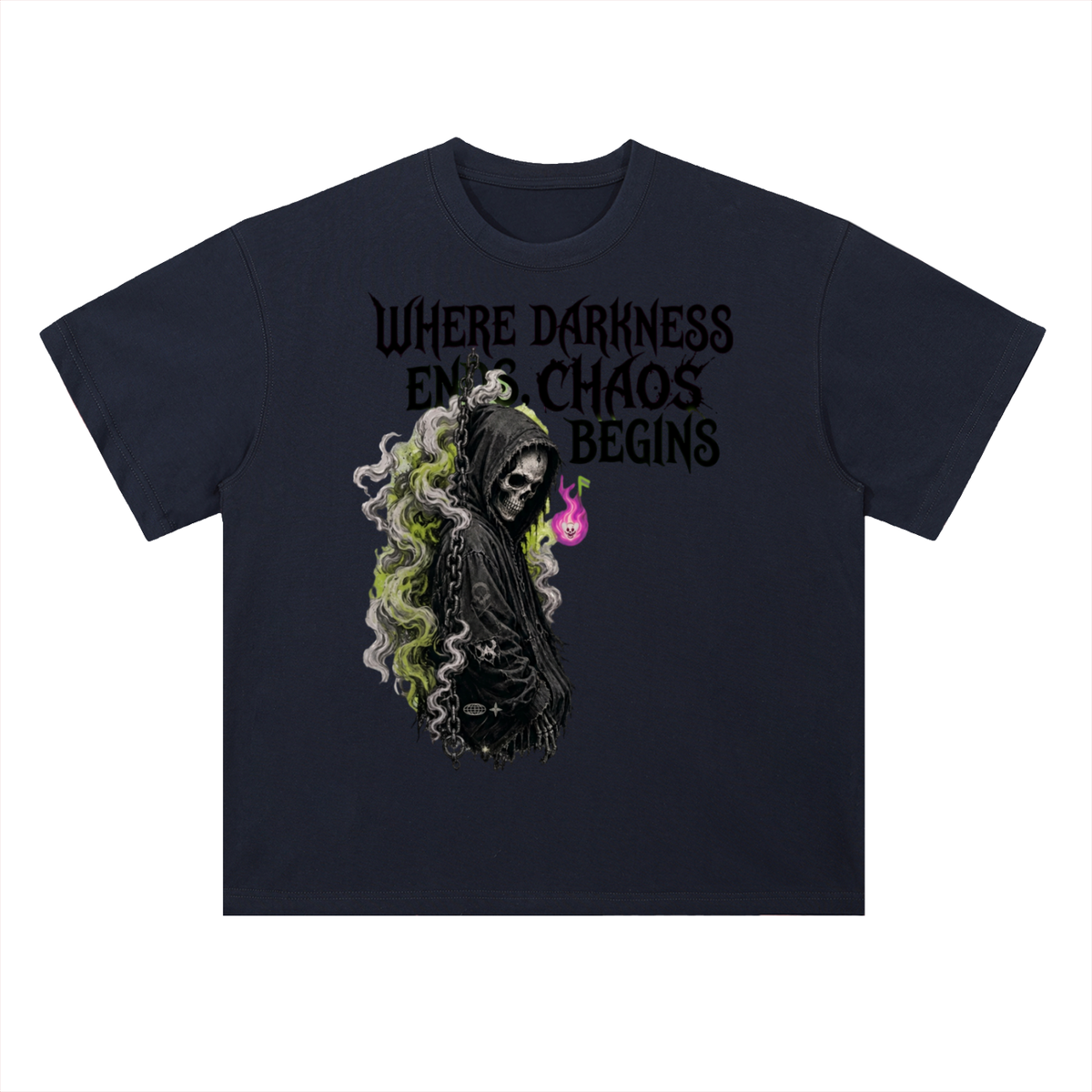 Where Darkness Ends Grim Reaper Graphic Drop Shoulder Tee