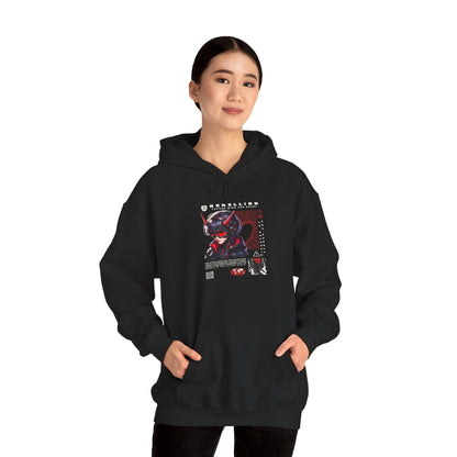 Cyber Samurai Hoodie — Futuristic Red Oni Graphic Pullover