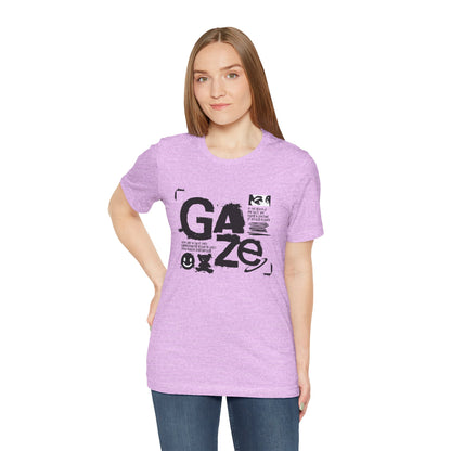 Gaze Typography Graphic Tee — Abstract Monochrome Text Art T-Shirt