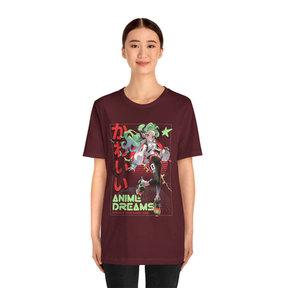 Anime Dreams Kawaii Tee — Neon Retro Anime Girl Graphic T-Shirt