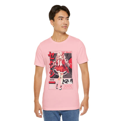 Anime Girl Graphic Tee — "Get Silly!" Red Harajuku Style T-Shirt