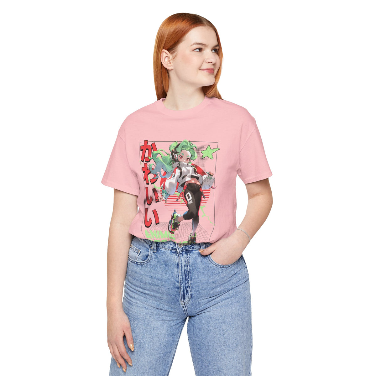 Anime Dreams Kawaii Tee — Neon Retro Anime Girl Graphic T-Shirt