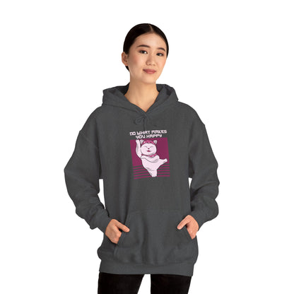 Hoodie — Retro Pink Cat 'Do What Makes You Happy' Graphic Sweatshirt