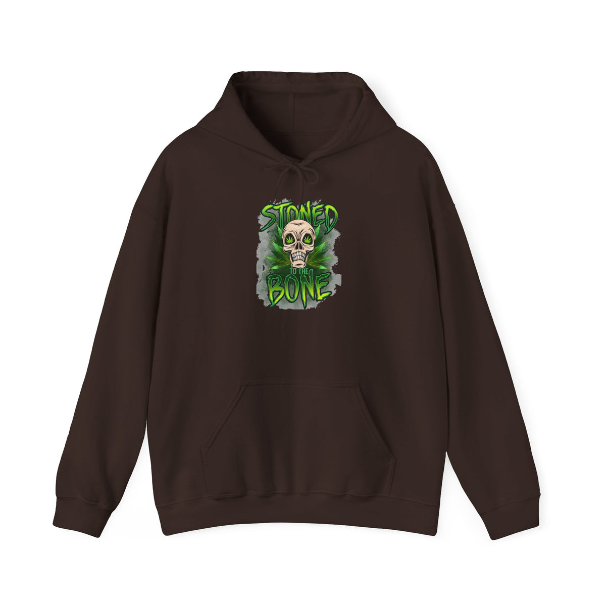 Skull 'Stoned Bone' Hoodie – Green Cannabis Skull Graphic Pullover