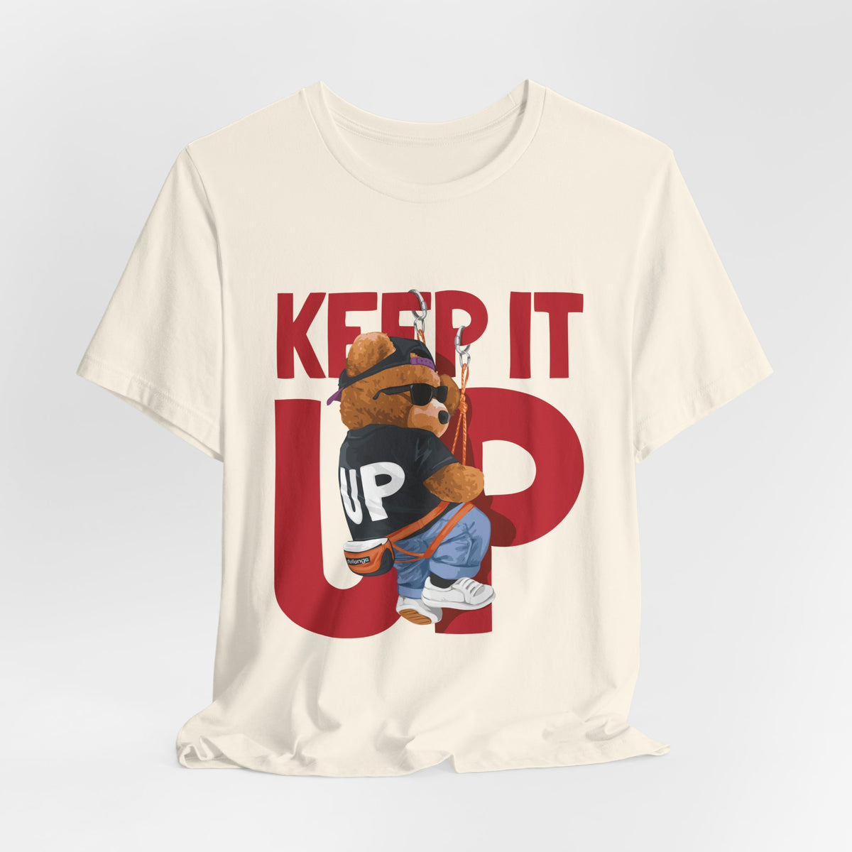 Keep It Up Bear Graphic Tee — Retro Streetwear Teddy T-Shirt