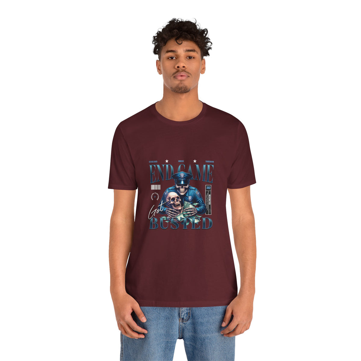 Endgame Got Busted Tee — Police Skull Graphic T-Shirt