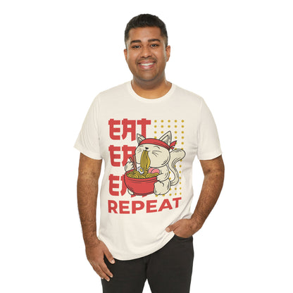 Ramen Cat Tee — "Eat Sleep Repeat" Cute Noodle Lover T-Shirt