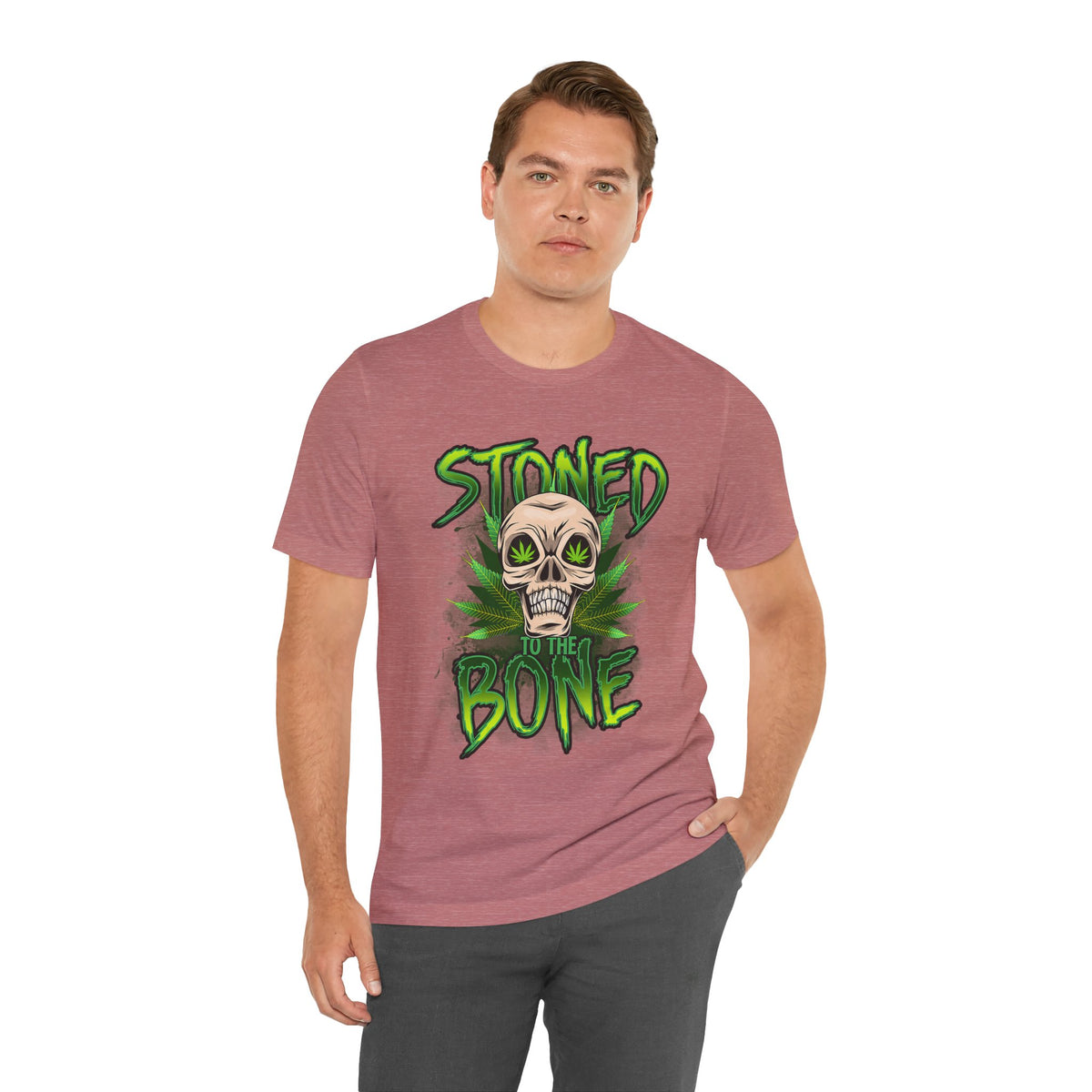 Stoned to the Bone Skull Tee — Cannabis Leaf Graphic T-Shirt