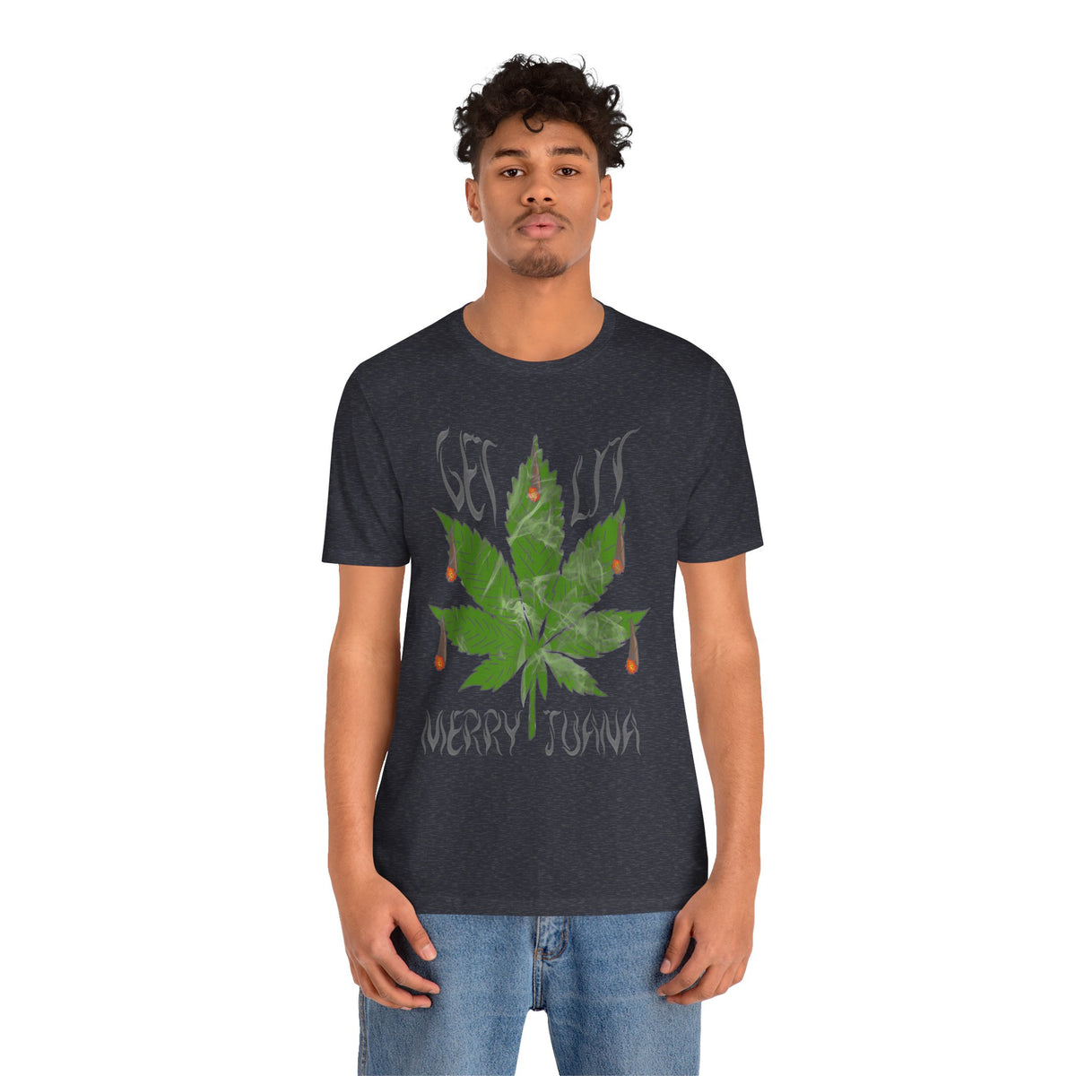 Merry Tijuana Cannabis Leaf Tee — 'Get Lit' Holiday Marijuana T-Shirt