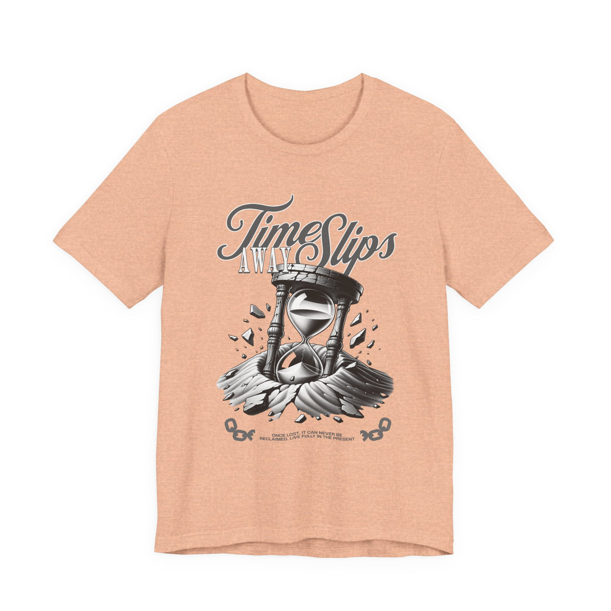 Time Slips Hourglass T‑Shirt — Vintage Black & White Graphic Tee