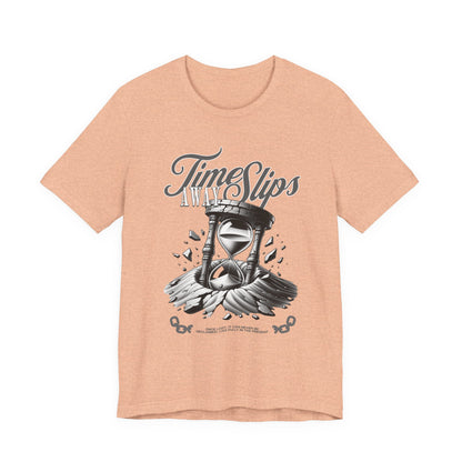 Time Slips Hourglass T‑Shirt — Vintage Black & White Graphic Tee