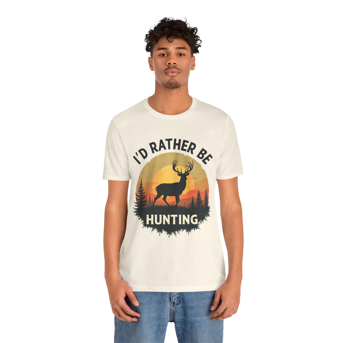 I'd Rather Be Hunting T‑Shirt — Deer Sunset Outdoor Hunting Tee