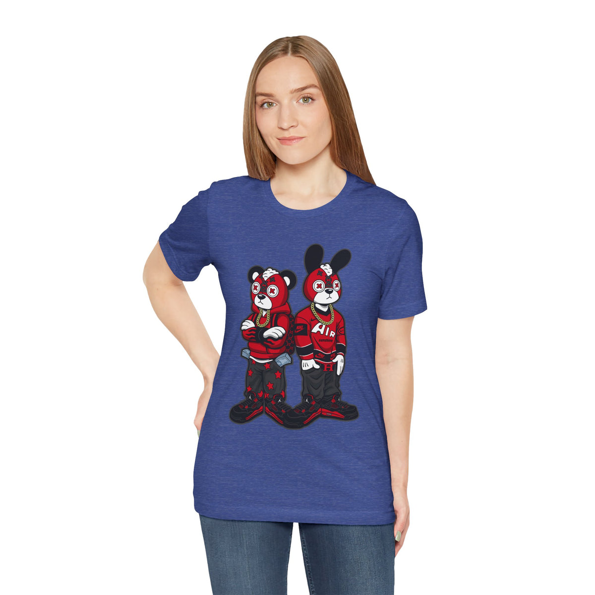 Streetwear Cartoon Bear & Bunny Tee — Hip Hop Graphic T-Shirt