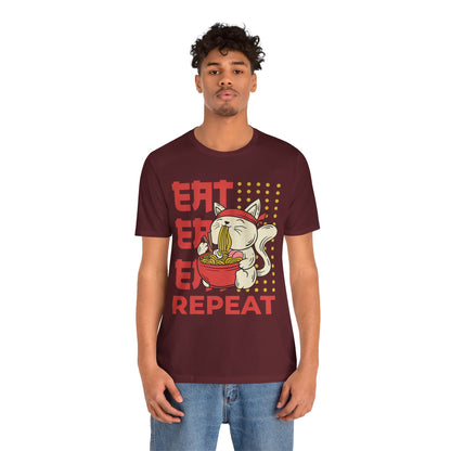 Ramen Cat Tee — "Eat Sleep Repeat" Cute Noodle Lover T-Shirt