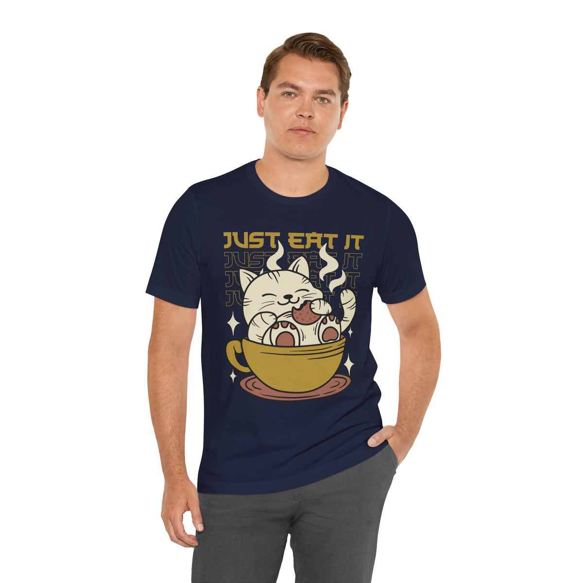 Just Eat It Cat Tee — Cute Kawaii Cat in Tea Cup T-Shirt