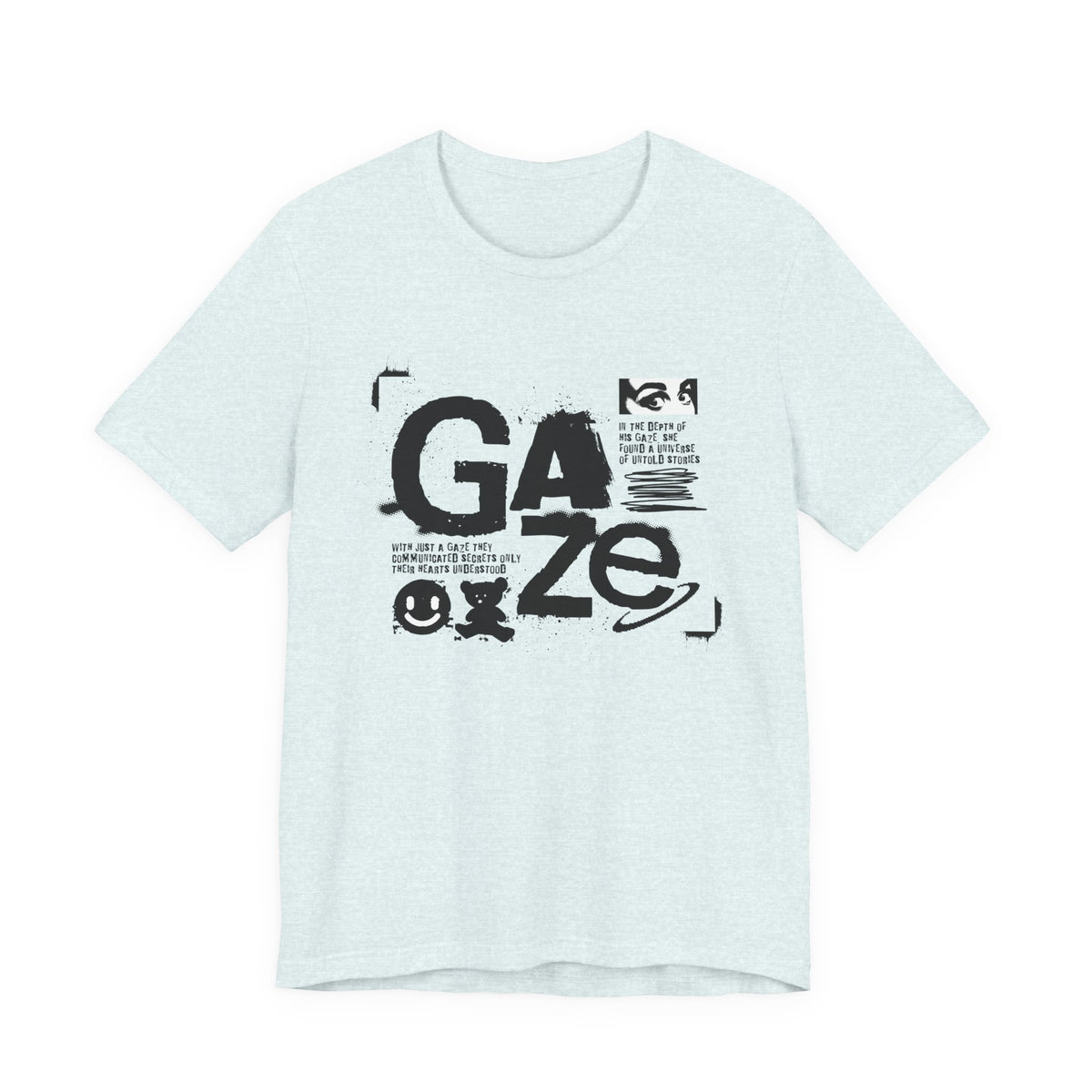Gaze Typography Graphic Tee — Abstract Monochrome Text Art T-Shirt