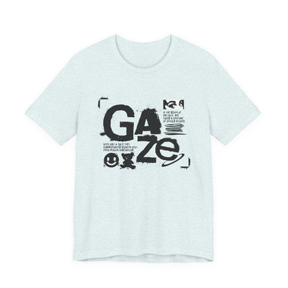 Gaze Typography Graphic Tee — Abstract Monochrome Text Art T-Shirt