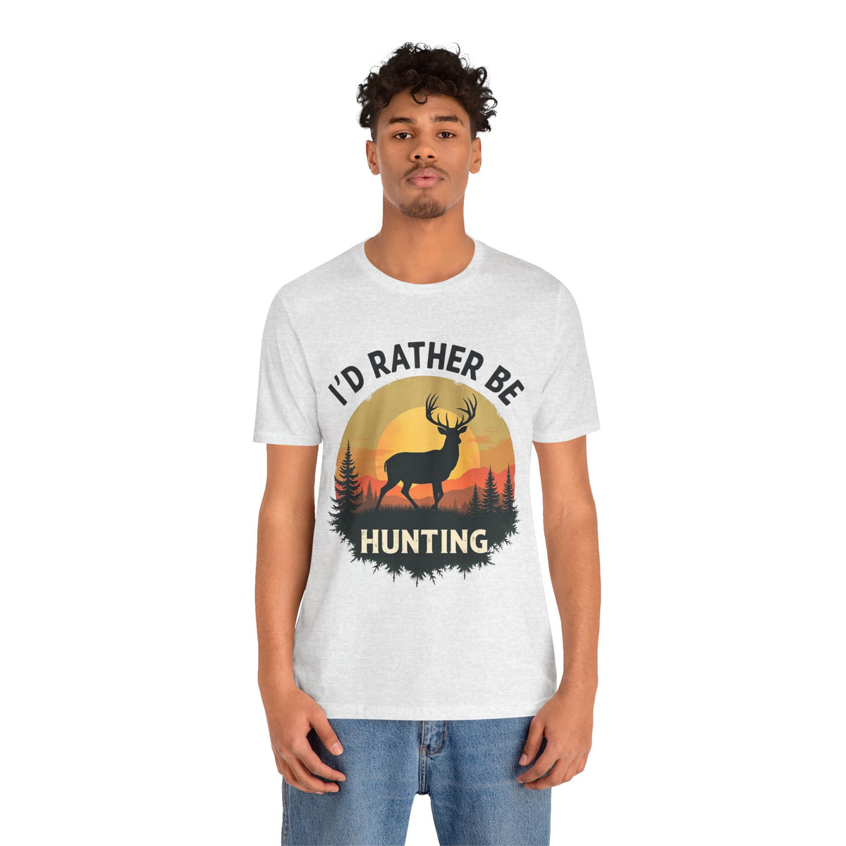 I'd Rather Be Hunting T‑Shirt — Deer Sunset Outdoor Hunting Tee