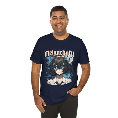 Melancholy Tragedia Anime Tee — Blue Butterflies Graphic T-Shirt