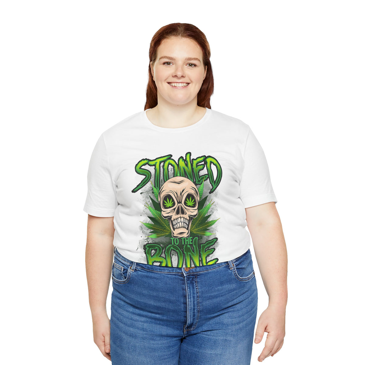 Stoned to the Bone Skull Tee — Cannabis Leaf Graphic T-Shirt