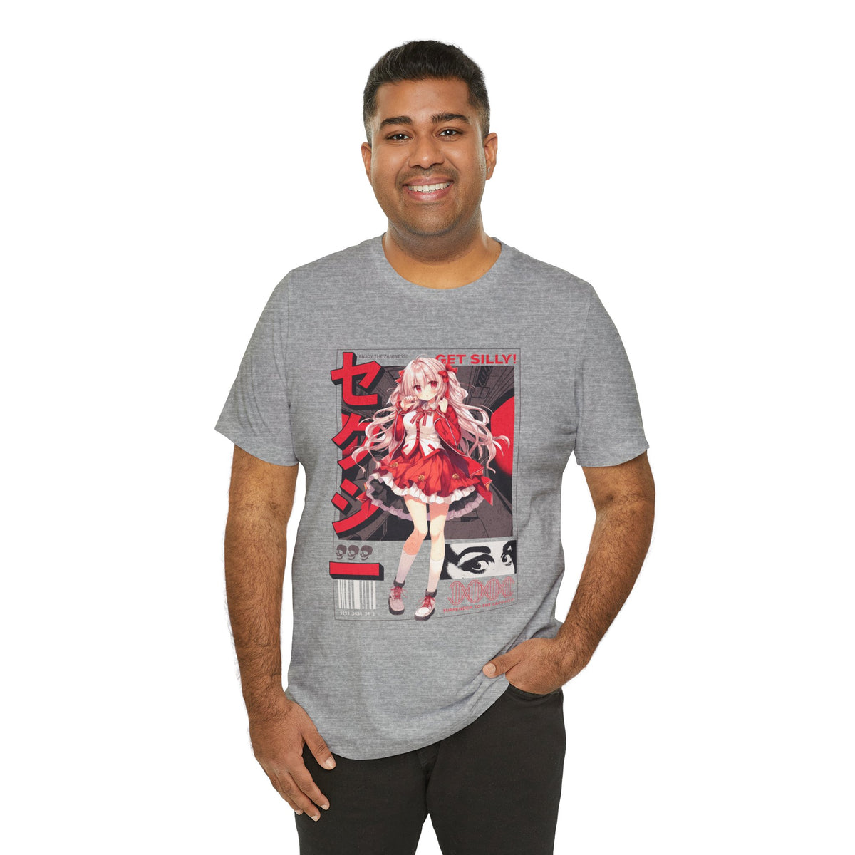Anime Girl Graphic Tee — "Get Silly!" Red Harajuku Style T-Shirt