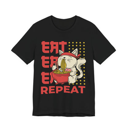 Ramen Cat Tee — "Eat Sleep Repeat" Cute Noodle Lover T-Shirt