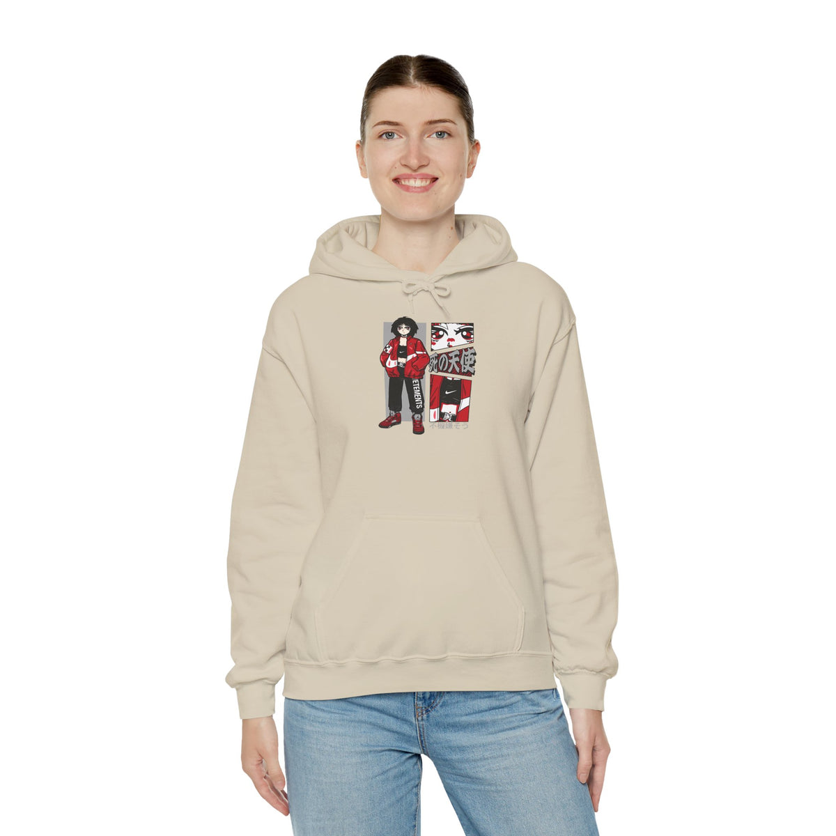 Anime Streetwear Red-Jacket Angel Hooded Sweatshirt