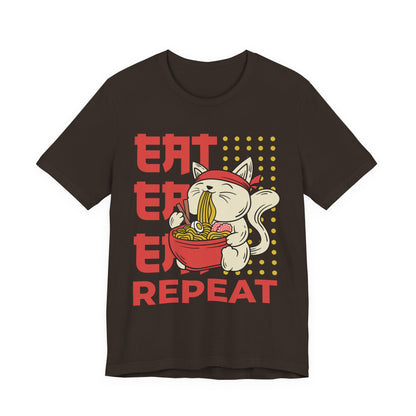 Ramen Cat Tee — "Eat Sleep Repeat" Cute Noodle Lover T-Shirt