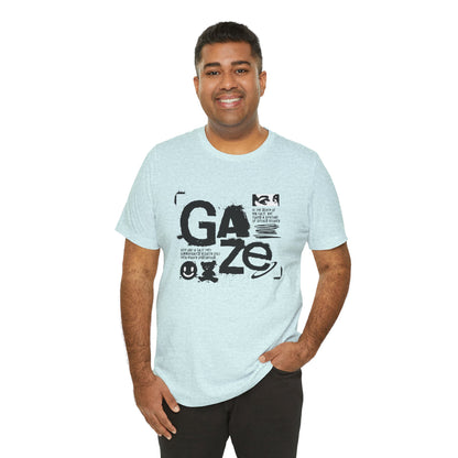 Gaze Typography Graphic Tee — Abstract Monochrome Text Art T-Shirt