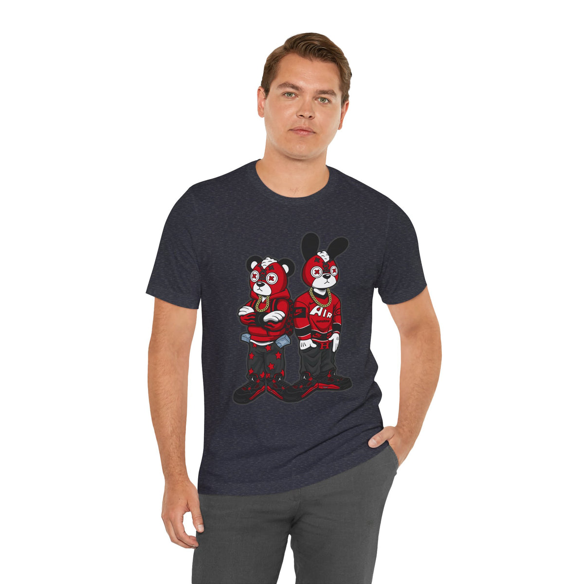 Streetwear Cartoon Bear & Bunny Tee — Hip Hop Graphic T-Shirt