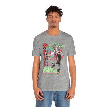 Anime Dreams Kawaii Tee — Neon Retro Anime Girl Graphic T-Shirt