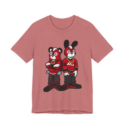 Streetwear Cartoon Bear & Bunny Tee — Hip Hop Graphic T-Shirt
