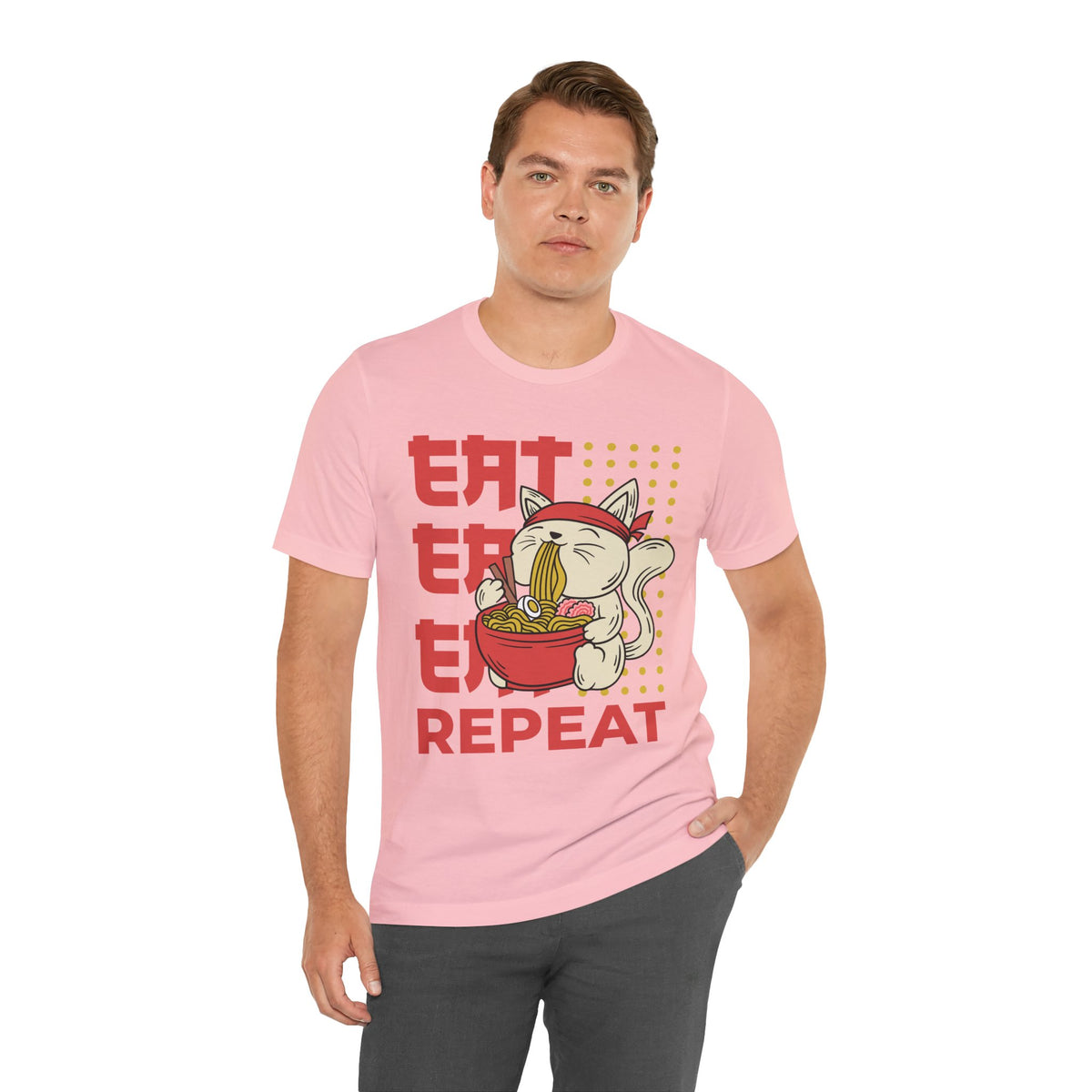 Ramen Cat Tee — "Eat Sleep Repeat" Cute Noodle Lover T-Shirt